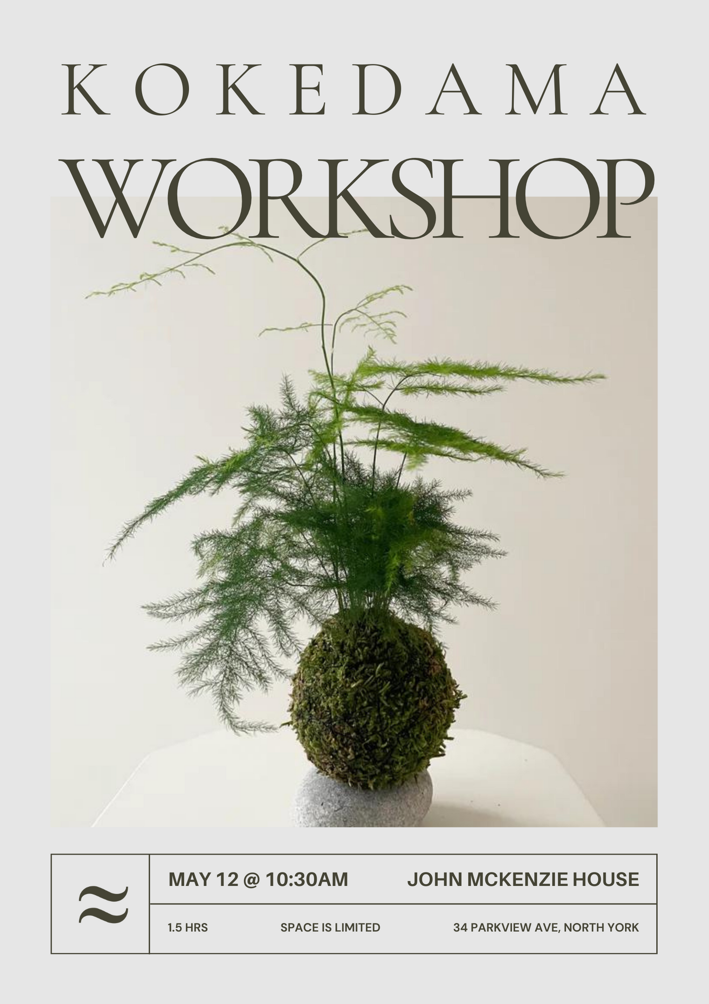 SOLD OUT Kokedama workshop: May 12 @ 10:30am